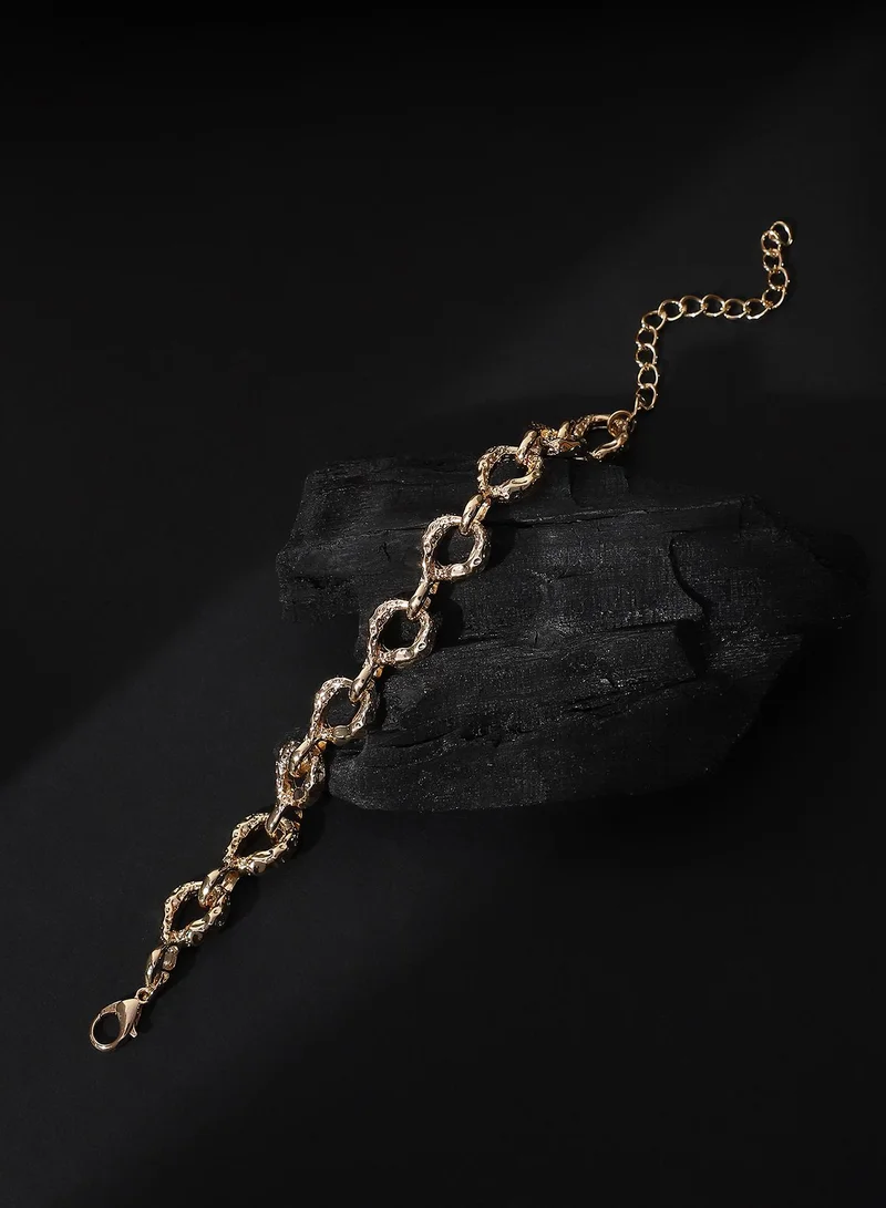 SOHI SOHI Women The Hammered Orb-Link Chain Bracelet | California  Colour | One-Size | Metallic Alloy Material | Lobster Clasp Closure | Bracelet For Casual & Evening Wear