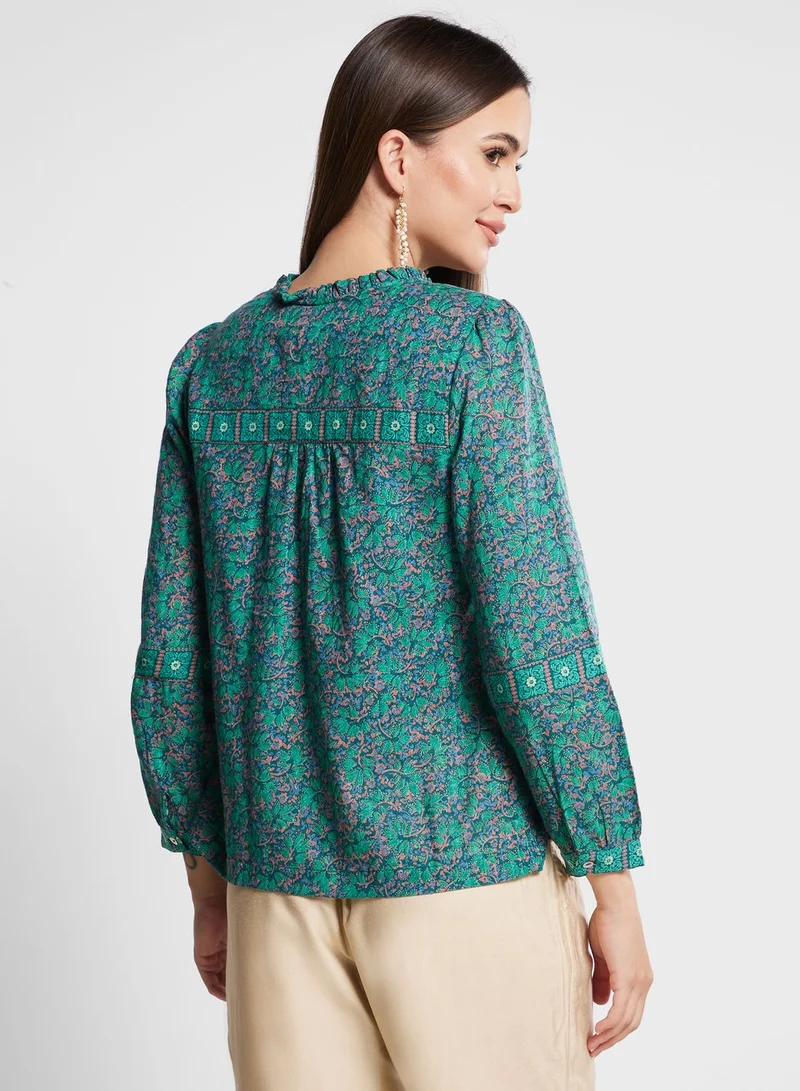 فاب انديا Printed Button Detail Top