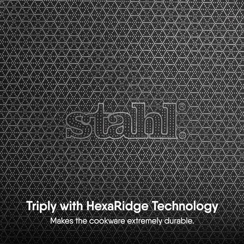 Stahl Artisan Hybrid 2.3 L, 26 cm Triply Frying Pan with Lid | Induction & Gas Stove Compatible | Honeycomb Non Stick Fry Pan, Metal Spoon Friendly - Image 3