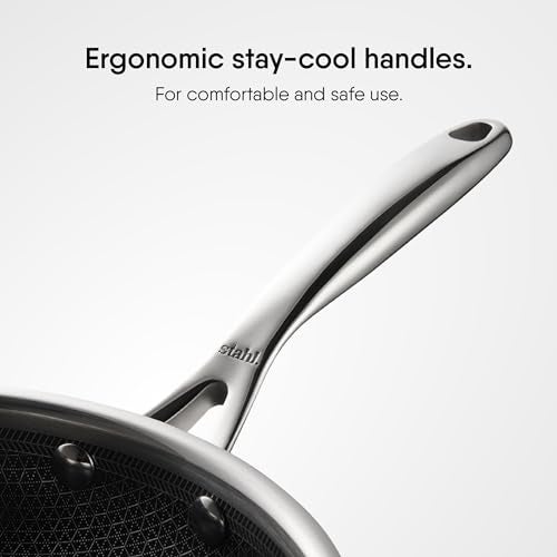Stahl Artisan Hybrid 2.3 L, 26 cm Triply Frying Pan with Lid | Induction & Gas Stove Compatible | Honeycomb Non Stick Fry Pan, Metal Spoon Friendly - Image 4