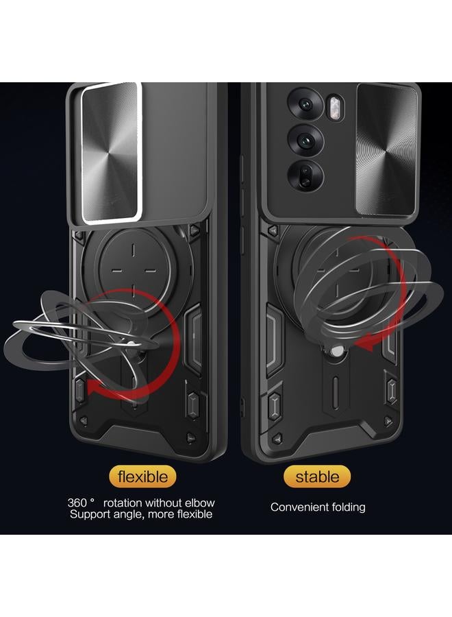 اس-توب جراب لهاتف OPPO Reno12 5G Global CD Texture Sliding Camshield حامل مغناطيسي جراب هاتف - Image 5