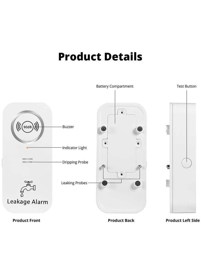 SYOSI - Water Leak Detector, 2 Pack Water Sensor Detector and Water Level Sensor Alarms, Work Alone and Doesn't Require Any Wiring or Setup, Use for Your Bathroom, Laundry Room, Kitchen - Image 1