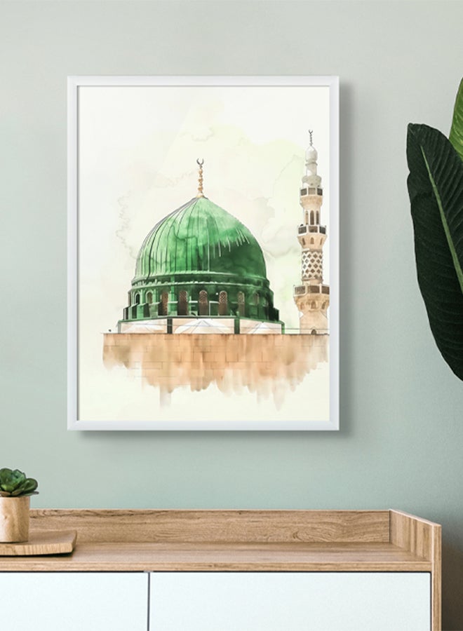 آرت دیکور  ديكور فني جداري إسلامي لمسجد المدينة المنورة، مسجد نبوي، لوحة مؤطرة، فن جميل لتزيين الحائط لغرفة المعيشة، غرفة النوم، غرفة الطعام، هدية المكتب  - Image 3