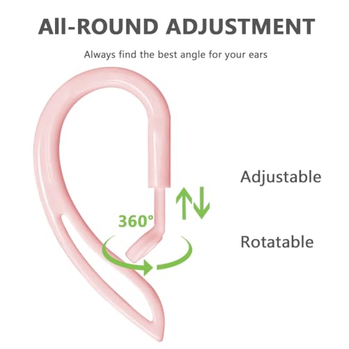 YINVA Ear Hooks Compatible with Apple AirPod All Models [Multi-Dimensional Adjustable] Holder Accessories for Ear Buds Pro Earphones (Pink) - Image 3