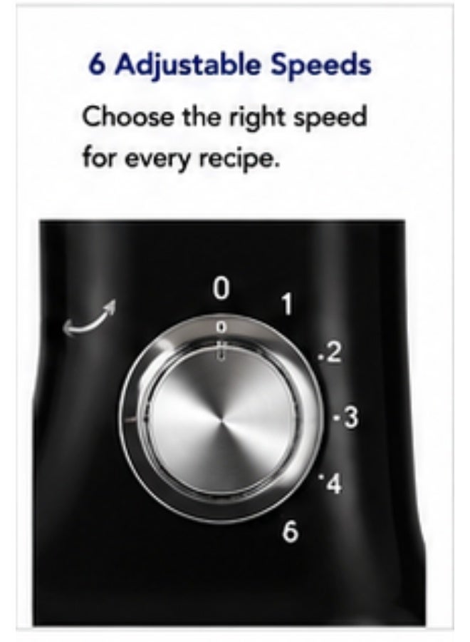 KION Stand Mixer 1000W with 5L Stainless Steel Bowl, 6 Speeds – Black - KHD/306-2 5 L 1000 W KHD/306-2 black - Image 4