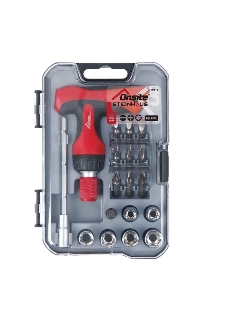 OnSite 18-Piece Mini T-Driver Ratchet Set Multicolor - Image 1