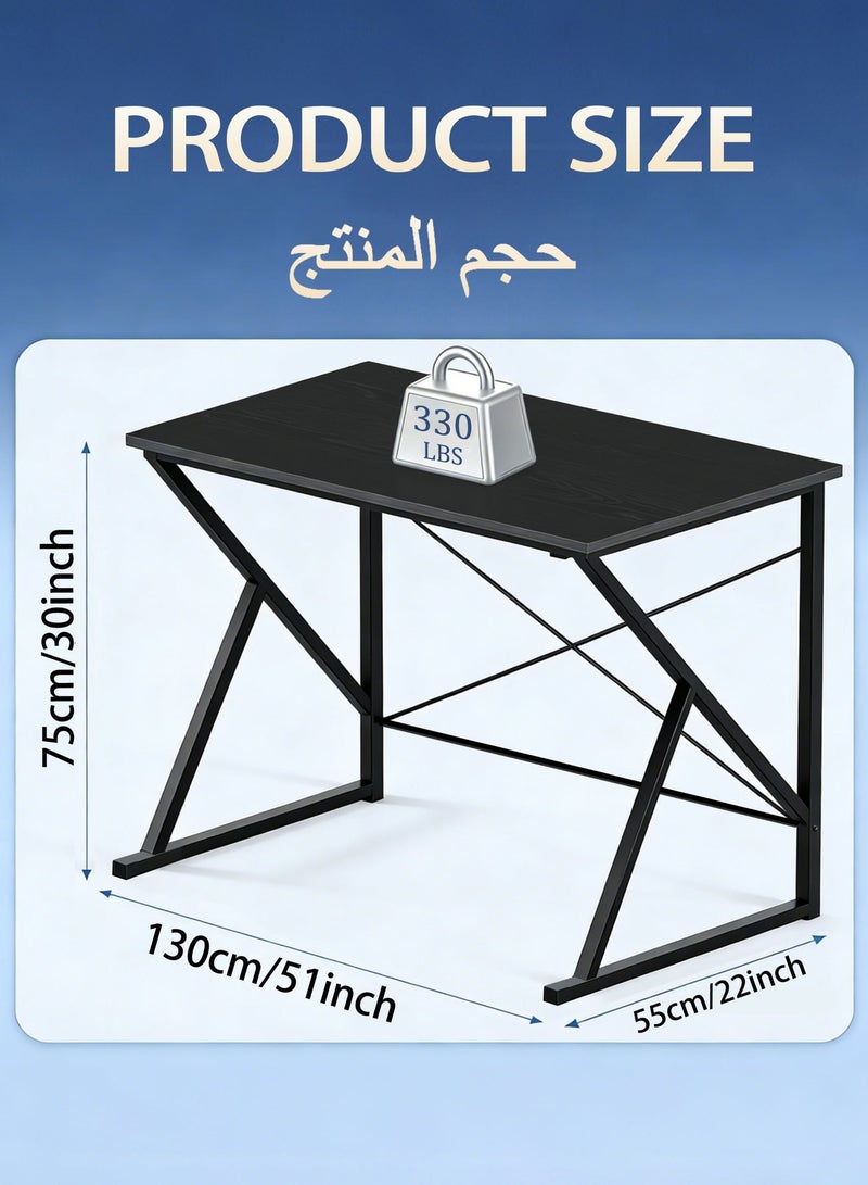 واميت مكتب كمبيوتر بأرجل معدنية على شكل حرف K - طاولة كتابة ودراسة متينة للمكتب، سطح مقاوم للماء مع دعامة معززة، محطة عمل بإطار معدني متين للمنزل وغرفة النوم، طاولة ألعاب، مكتب ألعاب، طاولة مكتب منزلي 130 سم - Image 5