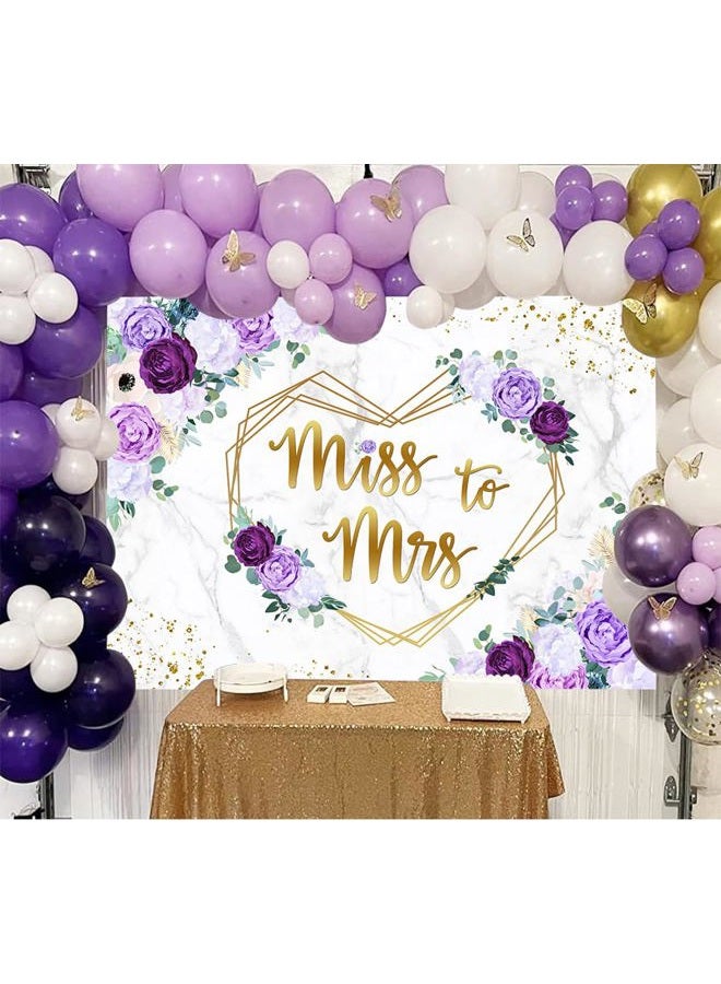 Withu Miss to Mrs Backdrop Purple Flowers Bridal Shower Engagement Wedding Bride to Be Party Cake Dessert Table Decor Banner Photographic Studio Photo Backgrounds 7x5ft - Image 3