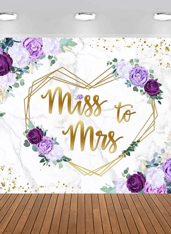 Withu Miss to Mrs Backdrop Purple Flowers Bridal Shower Engagement Wedding Bride to Be Party Cake Dessert Table Decor Banner Photographic Studio Photo Backgrounds 7x5ft - Image 5