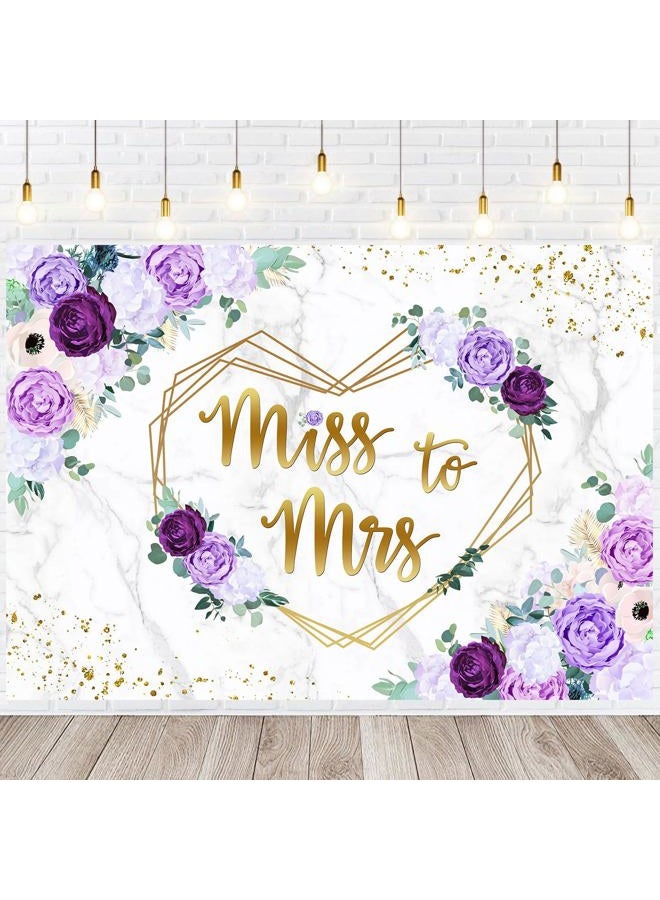 Withu Miss to Mrs Backdrop Purple Flowers Bridal Shower Engagement Wedding Bride to Be Party Cake Dessert Table Decor Banner Photographic Studio Photo Backgrounds 7x5ft - Image 4