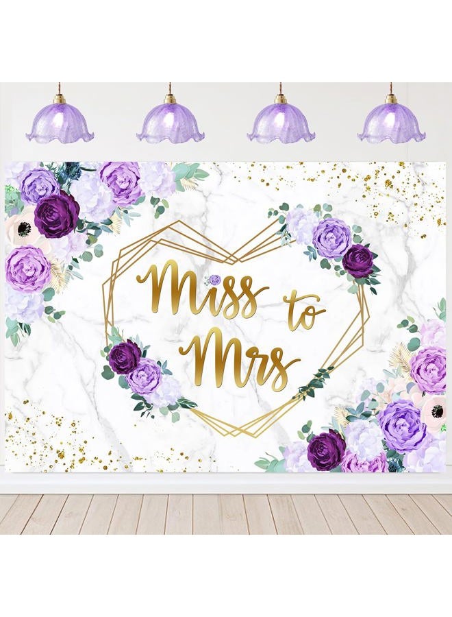 Withu Miss to Mrs Backdrop Purple Flowers Bridal Shower Engagement Wedding Bride to Be Party Cake Dessert Table Decor Banner Photographic Studio Photo Backgrounds 7x5ft - Image 2