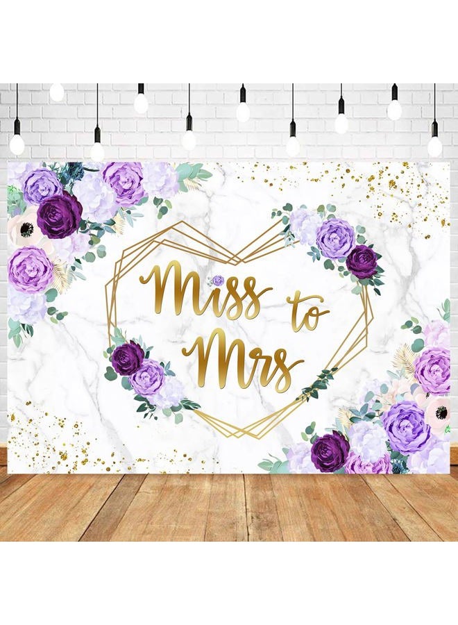 Withu Miss to Mrs Backdrop Purple Flowers Bridal Shower Engagement Wedding Bride to Be Party Cake Dessert Table Decor Banner Photographic Studio Photo Backgrounds 7x5ft - Image 1