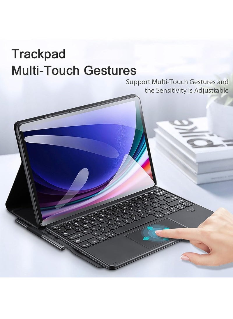 Keyboard Case for Samsung Galaxy Tab S9 Plus 12.4 Inch 2023 – Premium PU Leather Cover, Detachable Bluetooth Keyboard with Smart Trackpad, Magnetic Adsorption for Seamless Typing Experience