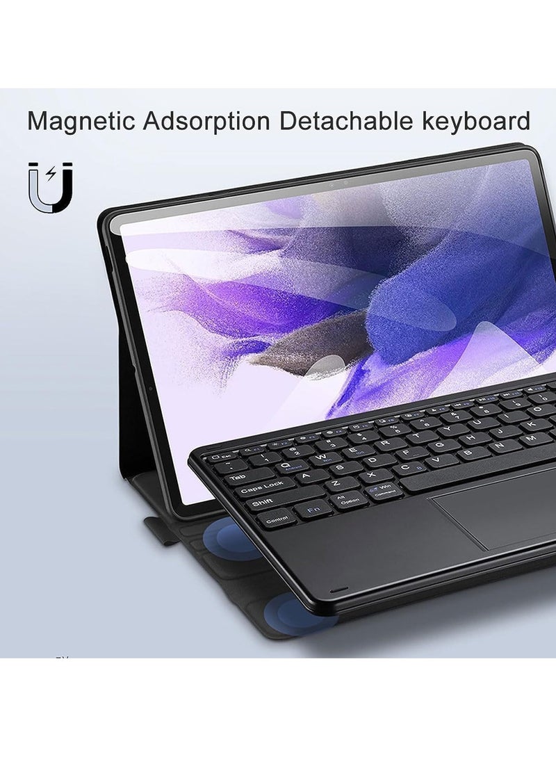 Keyboard Case for Samsung Galaxy Tab S9 Plus 12.4 Inch 2023 – Premium PU Leather Cover, Detachable Bluetooth Keyboard with Smart Trackpad, Magnetic Adsorption for Seamless Typing Experience