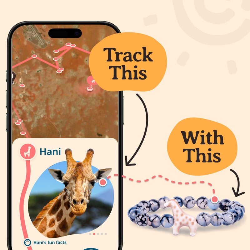 Fahlo Giraffe Tracking Bracelet â€“ Track a Real Giraffeâ€™s Journey â€“ Supports Wildlife Conservation â€“ Elastic, One Size Fits Most â€“ on Interactive Mobile App Map â€“ Unisex Conservation Gift (Sky Stone) - Image 5