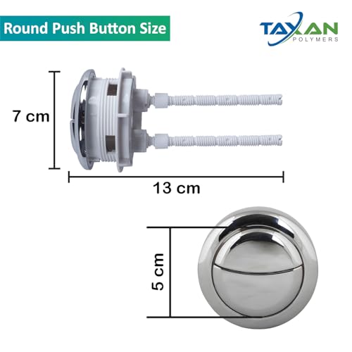 TAXAN POLYMERS TAXAN Complete One-Piece Toilet 10 Inch Flush Tank Repair Kit | Dual Flush Valve, Adjustable Inlet Valve & Chrome 58 mm Dual Push Button Full Set Kit| Universal DIY Fitting Set for Western Commodes - Image 5