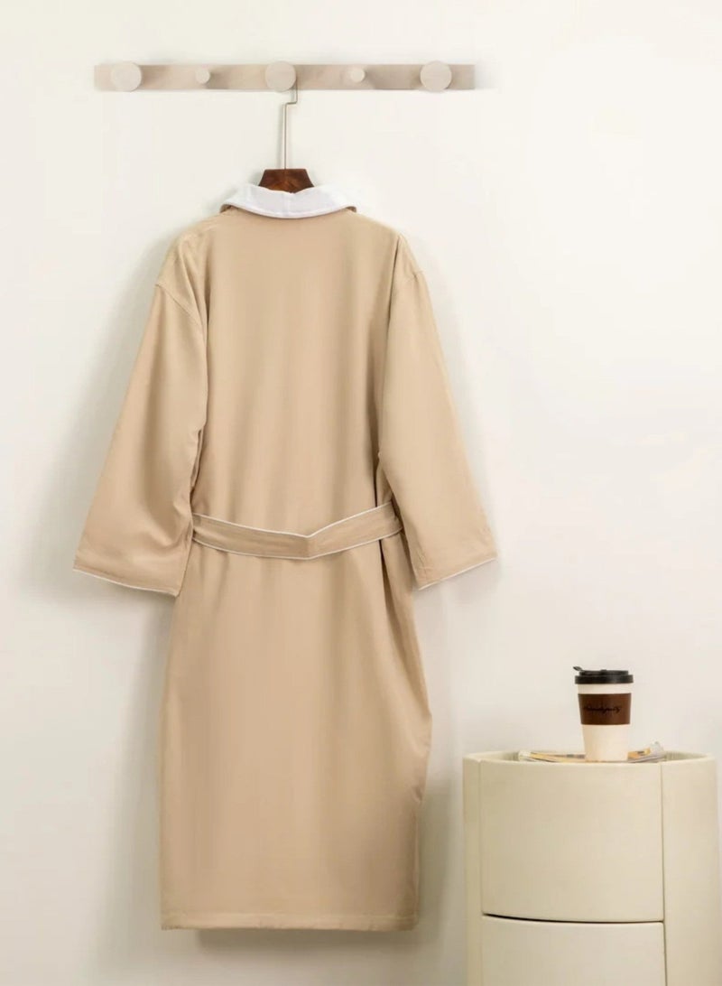 ناداف روب منزلي نداف قطن 100% فاخر بيج وزن 1.16 كجم مقاس L / XL - Image 2