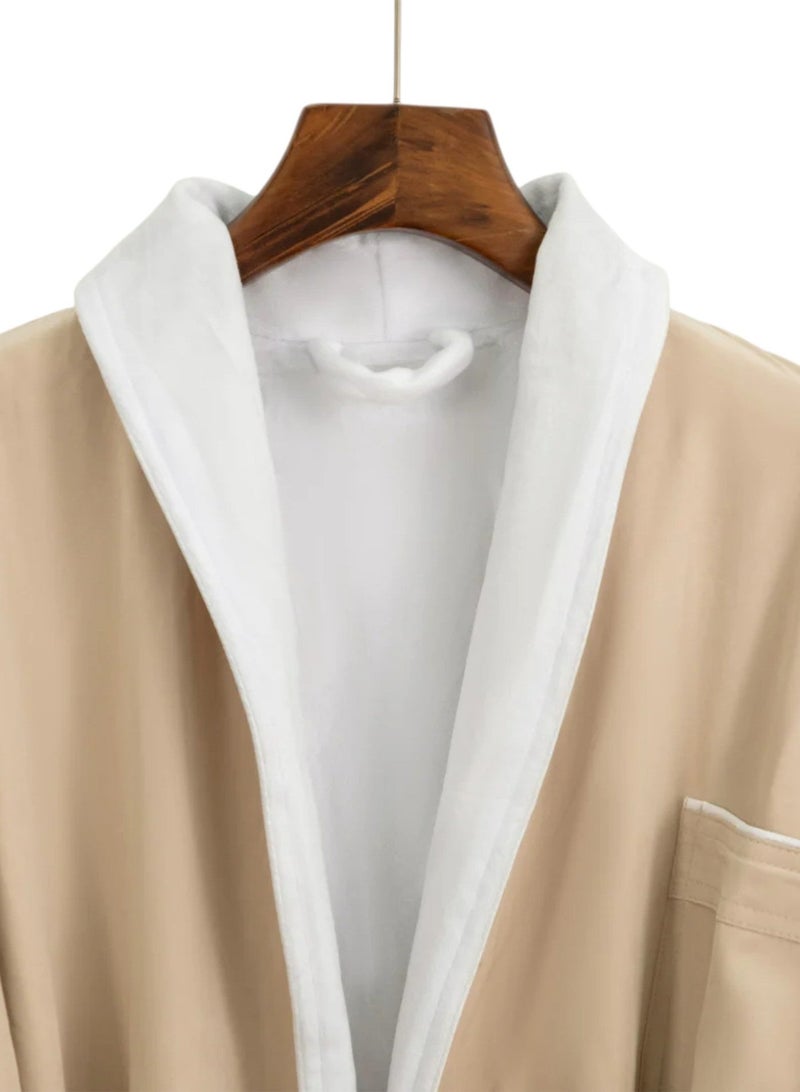 ناداف روب منزلي نداف قطن 100% فاخر بيج وزن 1.16 كجم مقاس L / XL - Image 4