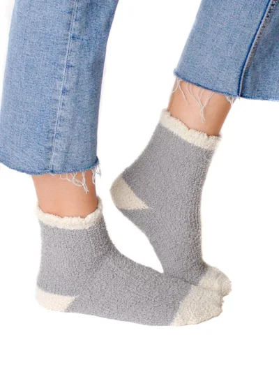 Prickly Pear Grey Cozy Slipper Socks, Womens, One Size Fits Most