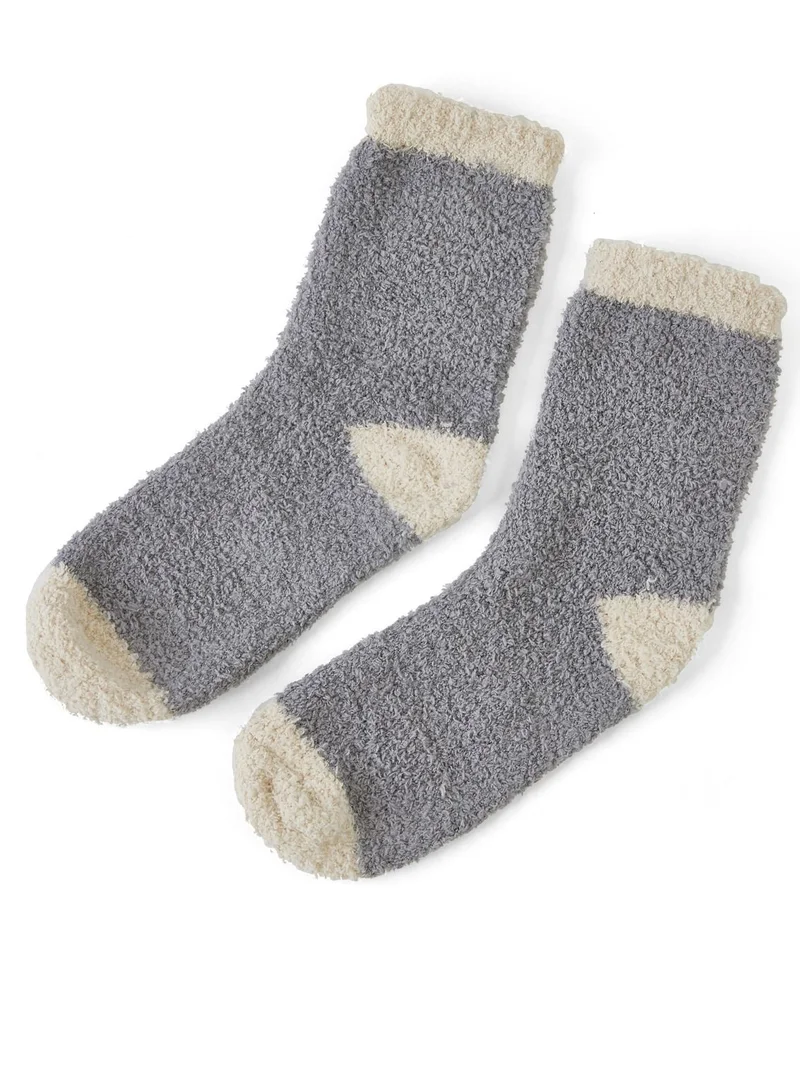 Prickly Pear Grey Cozy Slipper Socks, Womens, One Size Fits Most