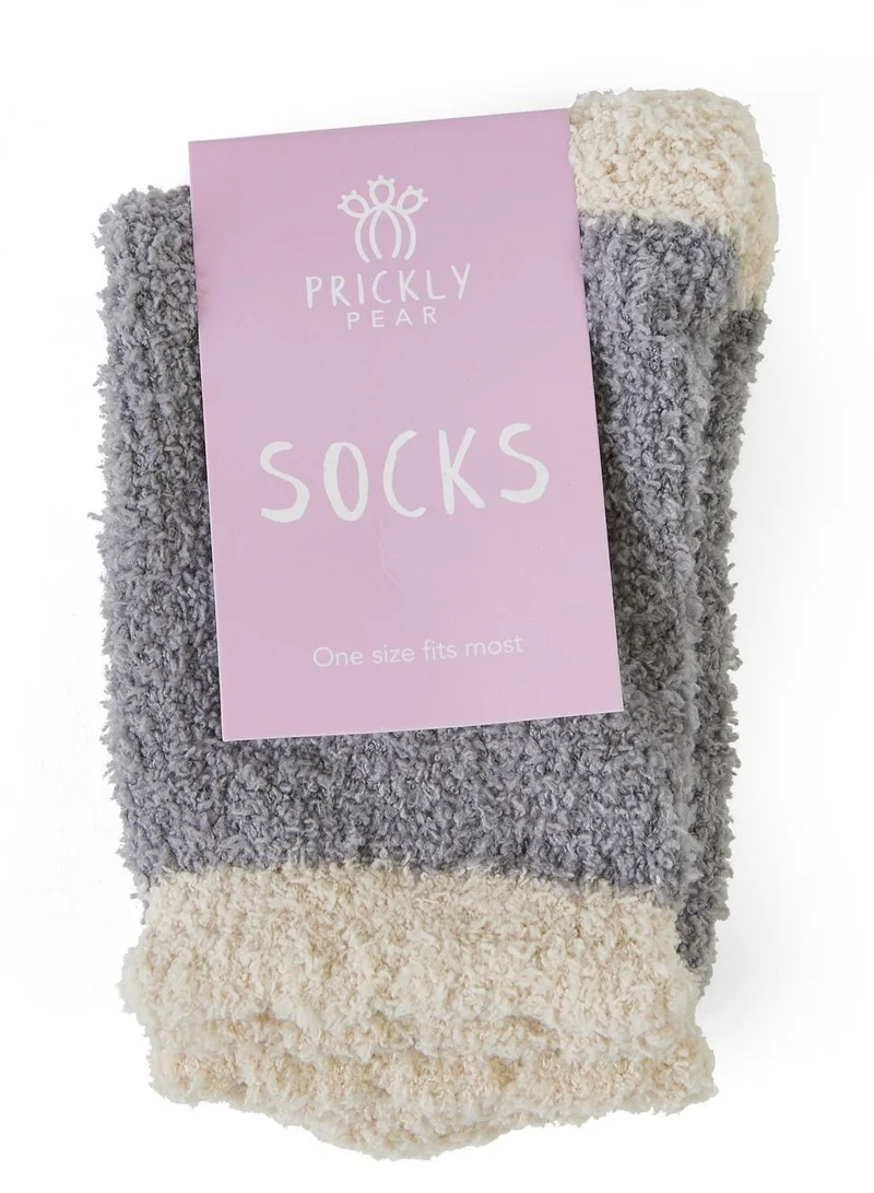 Prickly Pear Grey Cozy Slipper Socks, Womens, One Size Fits Most