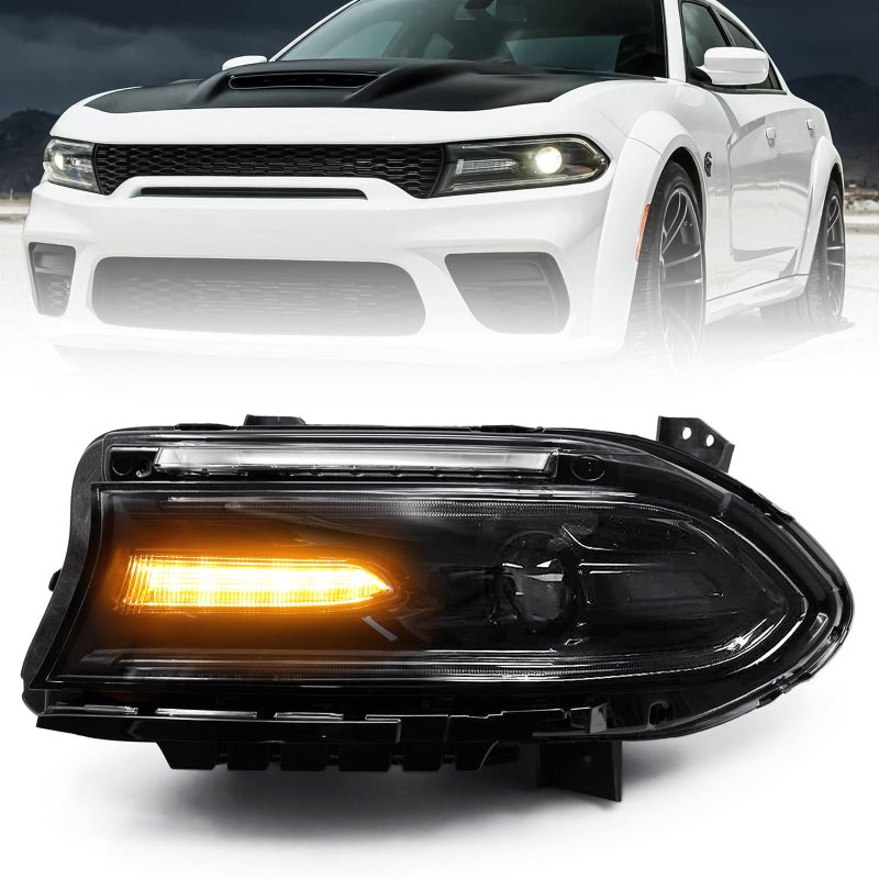 مجموعة مصابيح أمامية VLINCAR HID متوافقة مع دودج تشارجر 2015 2016 2017 2018 2019 2020 2021 نموذج XenonHID استبدال المصباح الجانبي الأيسر للسائق غير مناسب لنموذج الهالوجين