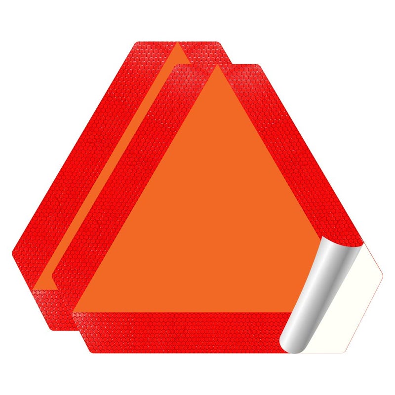 IGNIXIA Pack of 02 Slow Moving Vehicle Sign PVC Vinyl Decal Slow Moving Vehicle Triangle Sticker 14x 16 Inches Orange base with Reflective border UTV safety Triangle signs