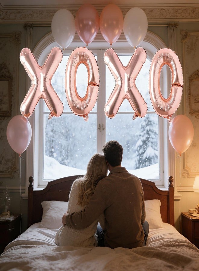 سوتشات بالونات سوتشات XOXO حروف عيد الحب بالونات مايلر فويل خطوبة عيد الحب زفاف زواج حفل توديع العزوبية ديكور حفلة عيد ميلاد دعائم تصوير زينة (ذهبي وردي) - Image 2