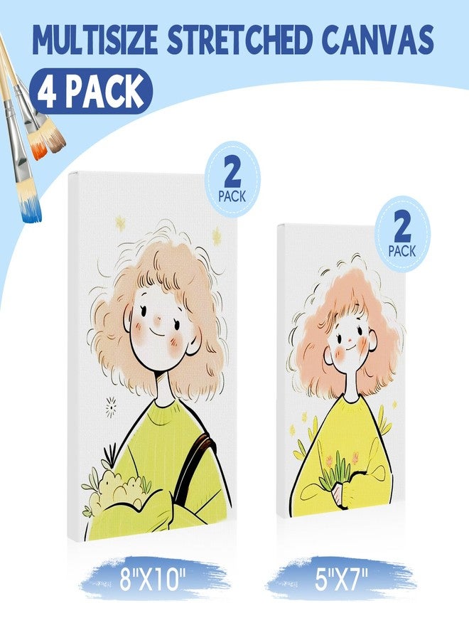 FUMILE Stretched Canvas for Painting, Canvases for Painting Multi 4 Pack 5x7,8x10 (2 of Each), Cotton Primed Acid Free Blank Canvases for Painting for Oil Paint, Acrylic Paint, Gouache and Tempera. - Image 2