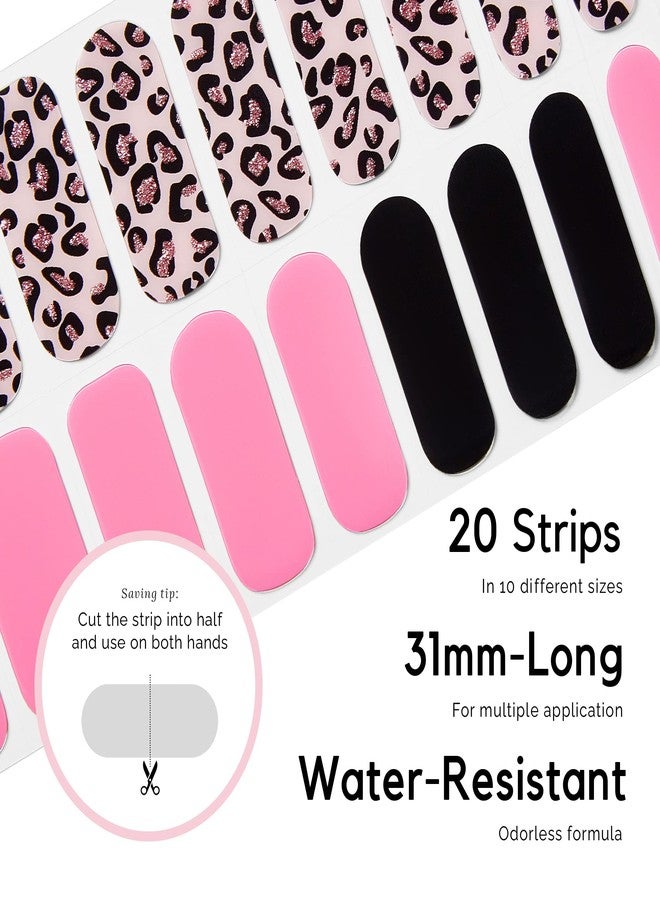 NAILOG Semi Cured Gel Nail Strips (20 Extra Long Polish Stickers/Wraps) │ Glossy & Long Lasting Soft Gel Finishing │Pink Leopard - Image 4