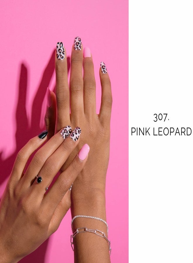 NAILOG Semi Cured Gel Nail Strips (20 Extra Long Polish Stickers/Wraps) │ Glossy & Long Lasting Soft Gel Finishing │Pink Leopard - Image 2