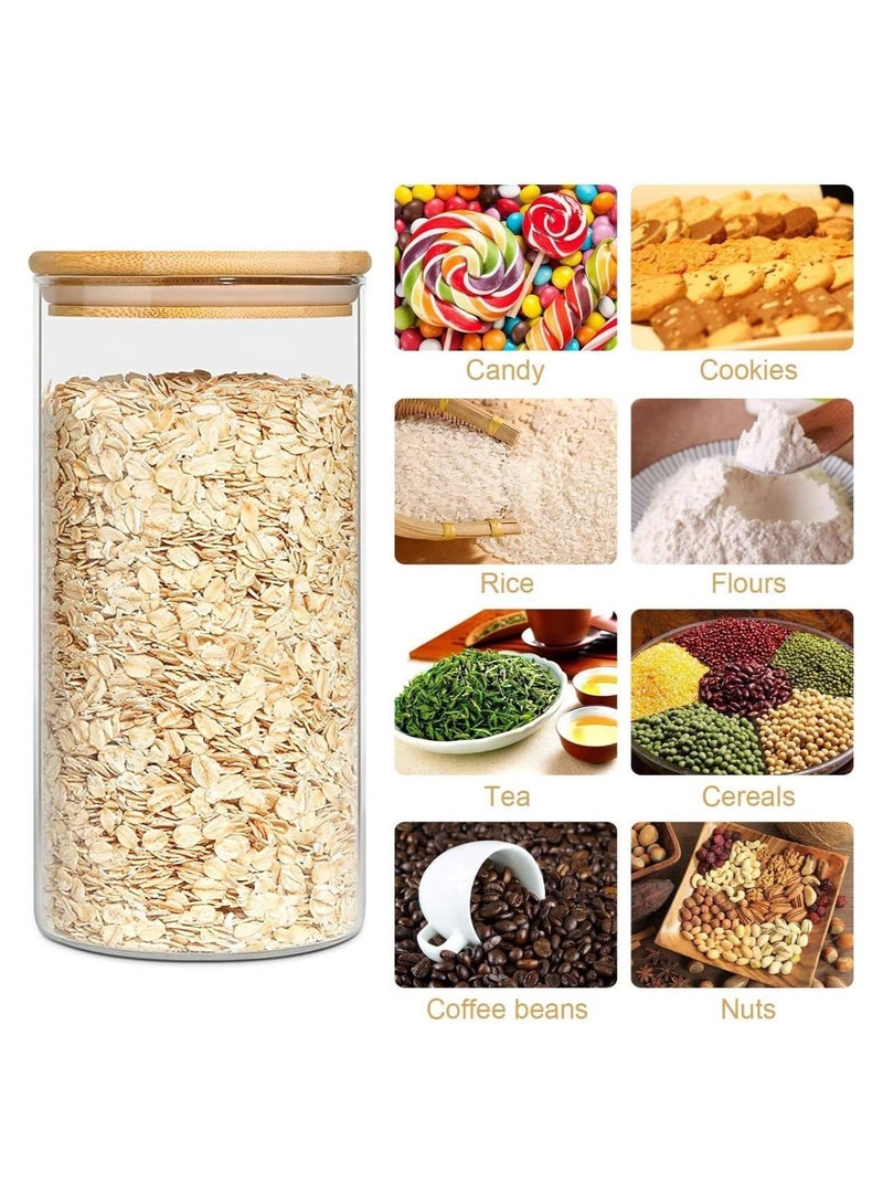 GGEROU Glass Food Storage Containers Set,Spice Jar Set,3 Piece Glass Jar with Bamboo Airtight Lids and Labels 1800ml - Image 3