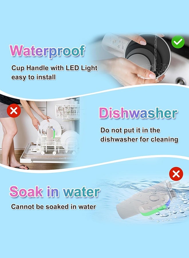 Stanley 6 Colors LED Light-Up Tumbler Handle for Stanley 40oz/30oz, Comfortable Water Bottle Handle for Stanley Tumbler-Compatible with 40oz Stanley Cup Accessories, Use for Outdoor, Party, Home (Rose Quartz) - Image 4