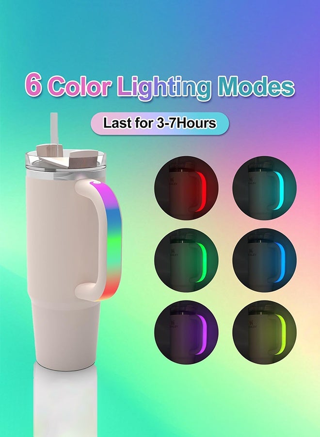 Stanley 6 Colors LED Light-Up Tumbler Handle for Stanley 40oz/30oz, Comfortable Water Bottle Handle for Stanley Tumbler-Compatible with 40oz Stanley Cup Accessories, Use for Outdoor, Party, Home (Rose Quartz) - Image 3