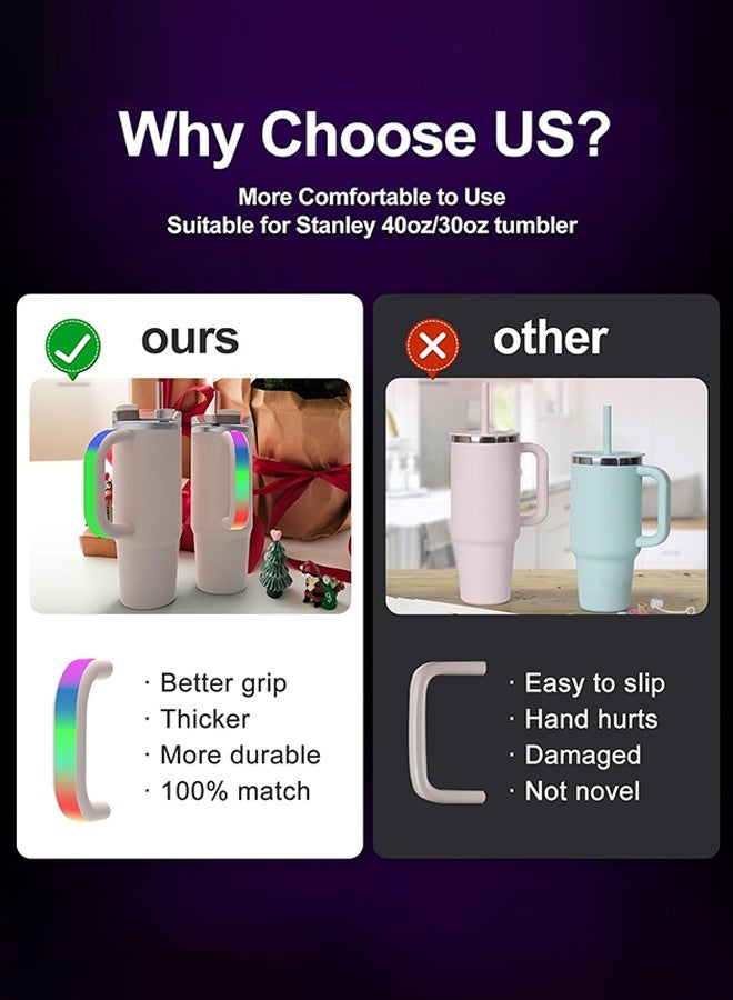 Stanley 6 Colors LED Light-Up Tumbler Handle for Stanley 40oz/30oz, Comfortable Water Bottle Handle for Stanley Tumbler-Compatible with 40oz Stanley Cup Accessories, Use for Outdoor, Party, Home (Rose Quartz) - Image 5