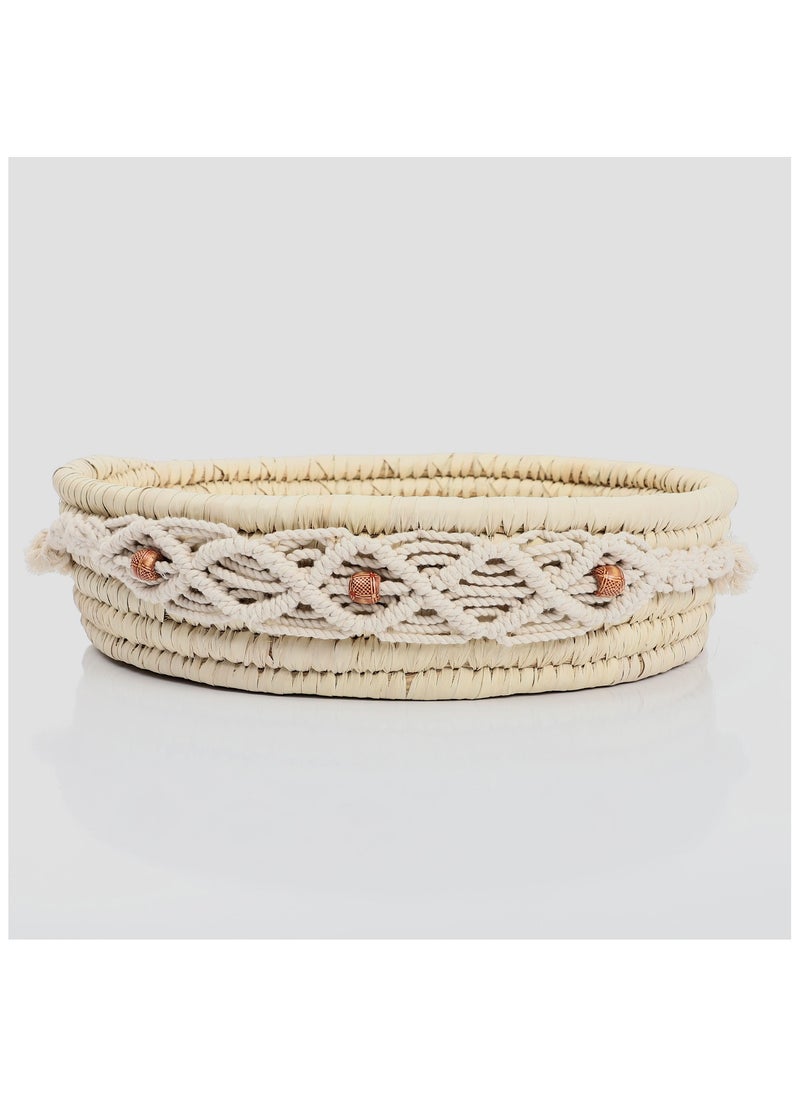 Bazaar Misr Macrame Wicker tray round 40 cm  - Image 1