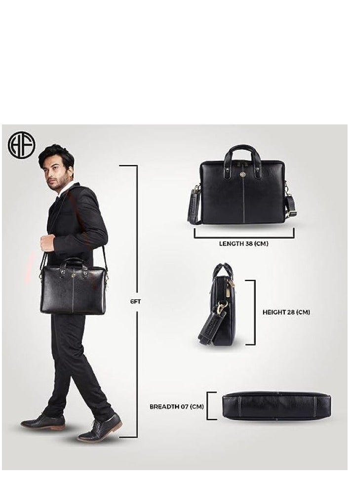 HAMMONDS FLYCATCHER - Unisex-adult Genuine Leather Messenger Bag LB105BLK Fits 14 Inch Laptop - Image 1
