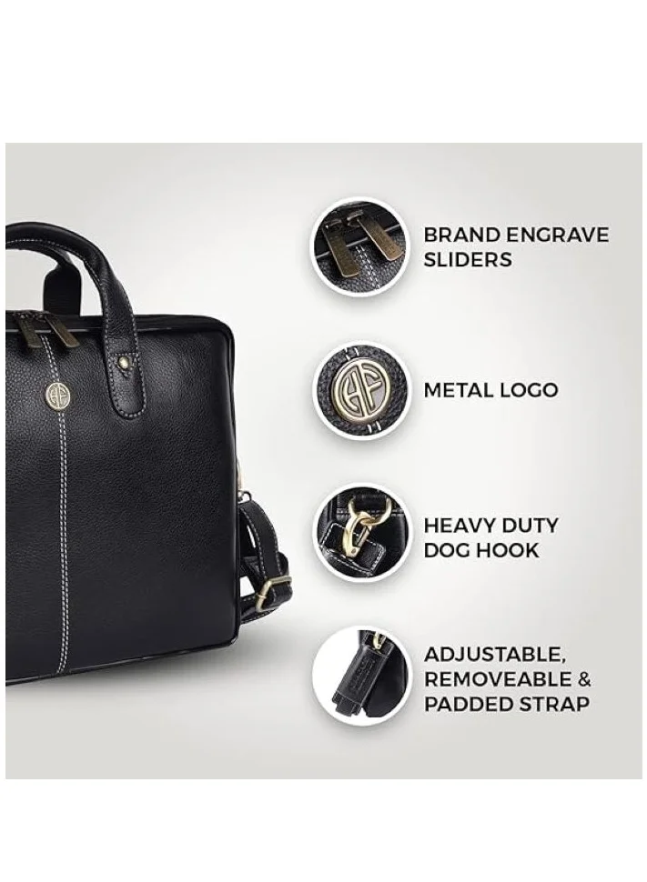 HAMMONDS FLYCATCHER  Unisex-adult Genuine Leather Messenger Bag LB105BLK Fits 14 Inch Laptop  | Best Price UAE