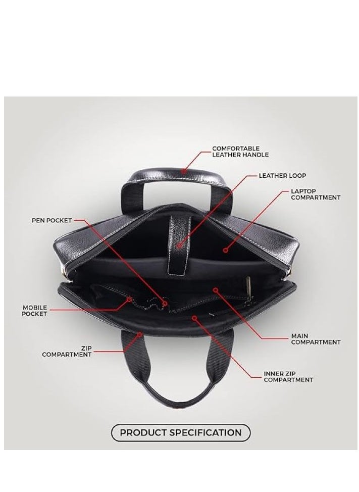 HAMMONDS FLYCATCHER - Unisex-adult Genuine Leather Messenger Bag LB105BLK Fits 14 Inch Laptop - Image 1
