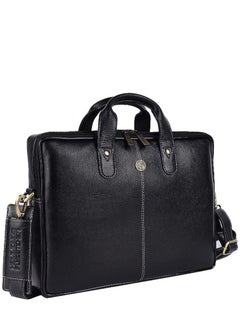 Unisex-adult Genuine Leather Messenger Bag LB105BLK Fits 14 Inch Laptop