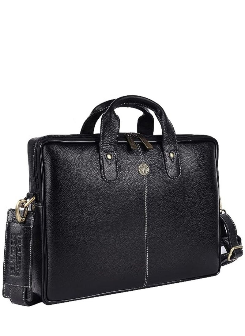 HAMMONDS FLYCATCHER - Unisex-adult Genuine Leather Messenger Bag LB105BLK Fits 14 Inch Laptop - Image 1