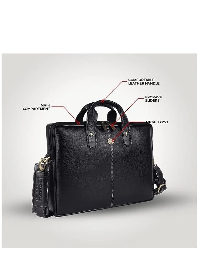 HAMMONDS FLYCATCHER  Unisex-adult Genuine Leather Messenger Bag LB105BLK Fits 14 Inch Laptop  | Best Price UAE