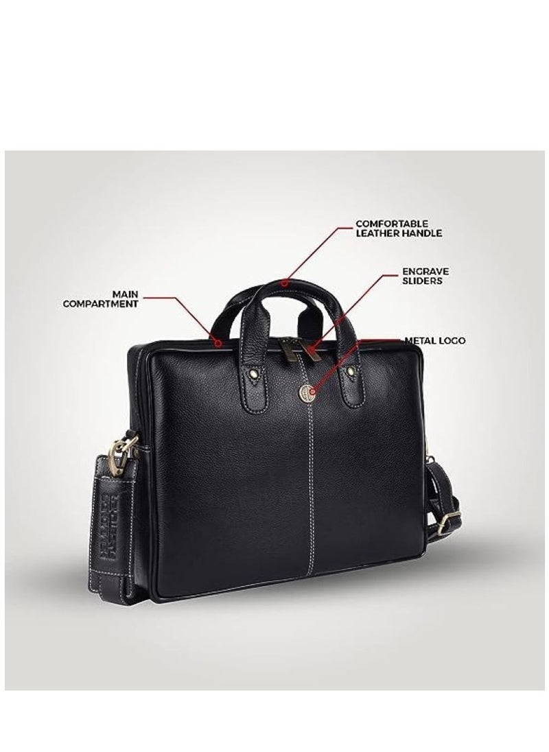 HAMMONDS FLYCATCHER - Unisex-adult Genuine Leather Messenger Bag LB105BLK Fits 14 Inch Laptop - Image 1