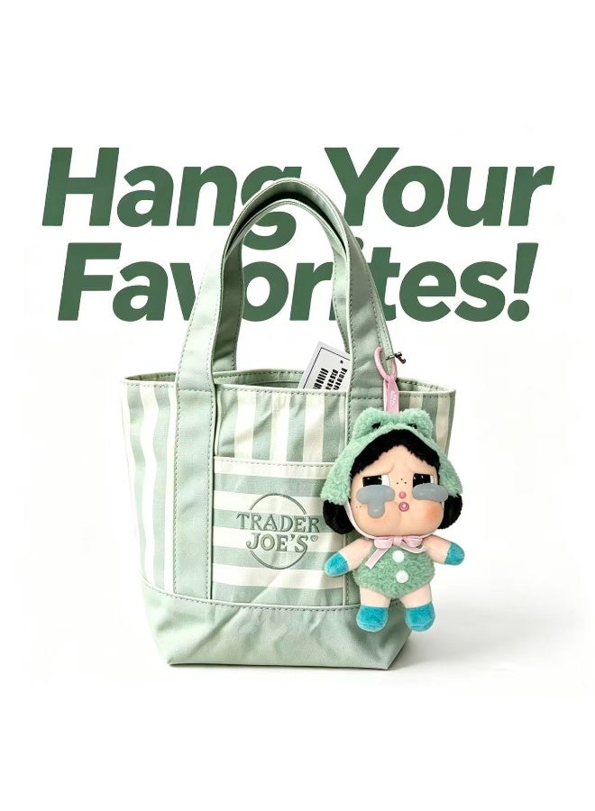 Trader Joe's 2026 Edition Medium Striped Canvas Reusable Shoulder Tote Bag for Grocery Shopping Daily Commute Outdoor Errands- Mint green - Image 2
