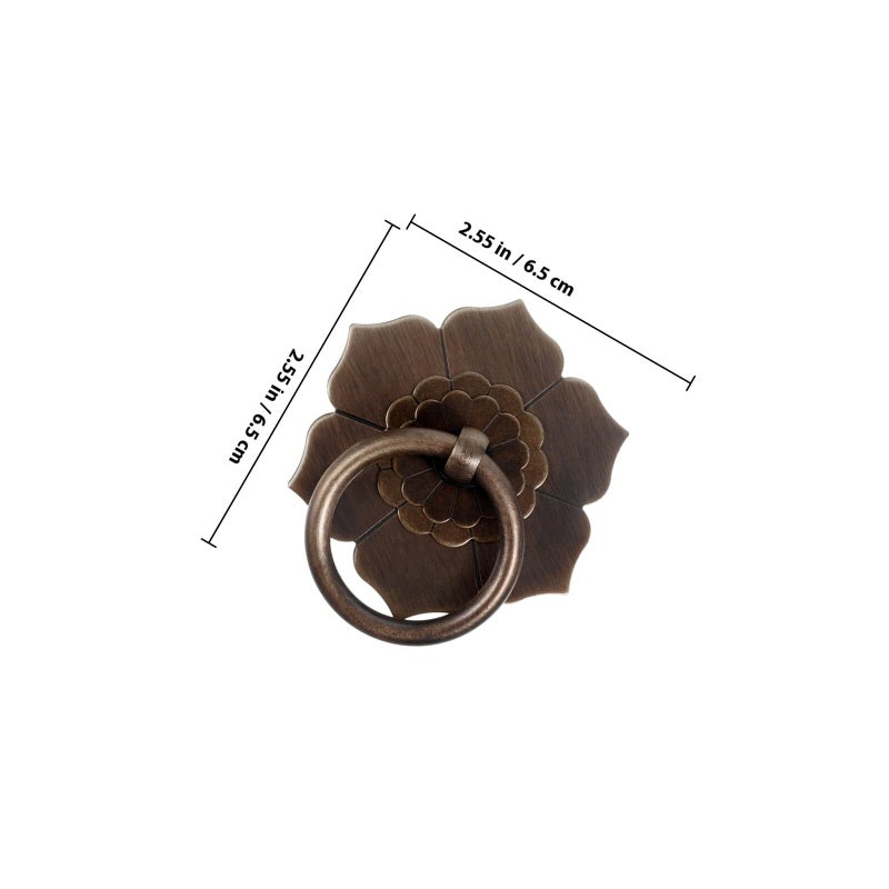 Vintage Bronze Metal Cabinet Handles 2pcs Round Lotus Pulls for Drawer Kitchen Bedroom - Image 3