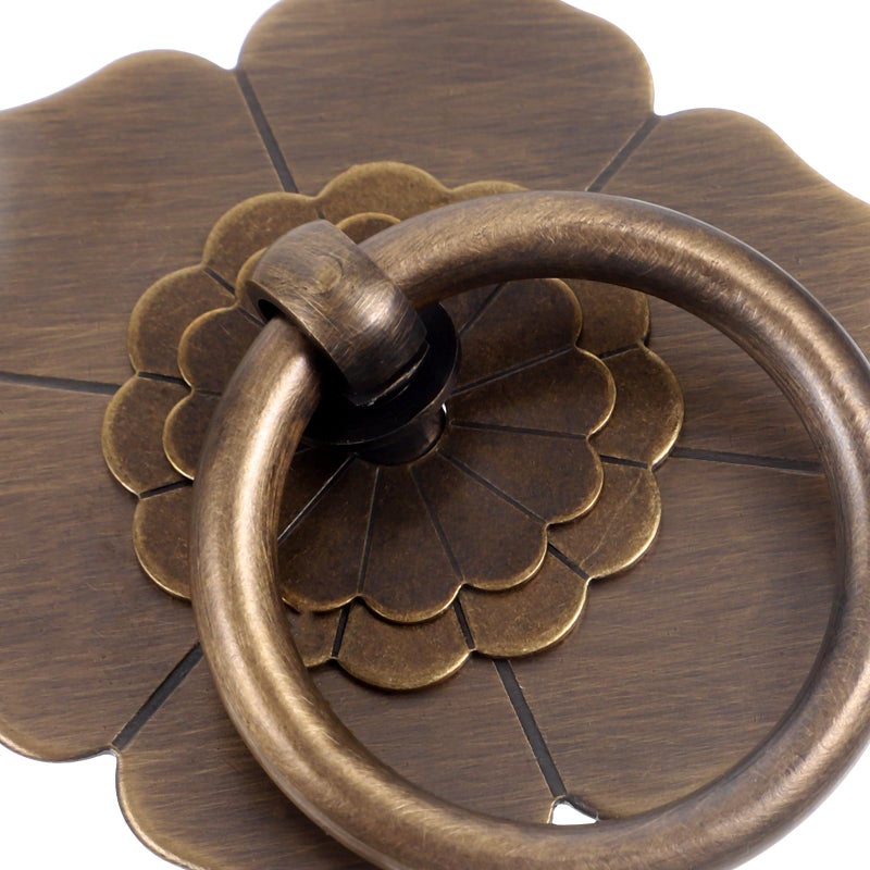 Vintage Bronze Metal Cabinet Handles 2pcs Round Lotus Pulls for Drawer Kitchen Bedroom - Image 5