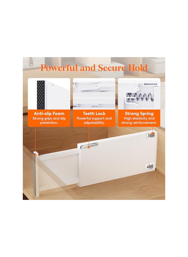 Green Tiger 5 Pack Drawer Dividers Plastic 6" High, 13.5-22" Adjustable Drawer Organizers for Clothes, Expandable Dresser Separators in Bedroom/Bathroom/Kitchen/Fridge/Office Organization and Storage - Image 3