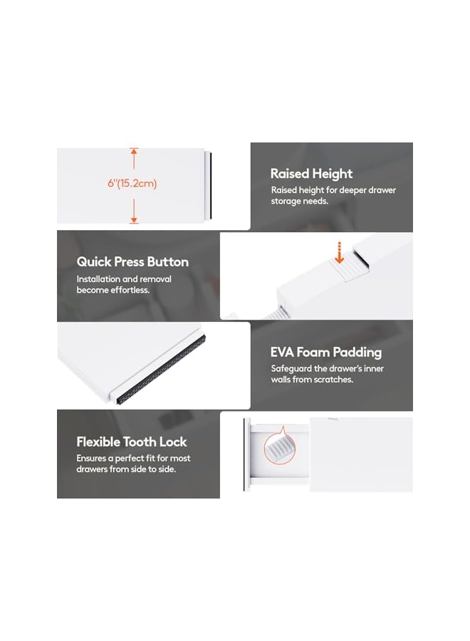 Green Tiger 5 Pack Drawer Dividers Plastic 6" High, 13.5-22" Adjustable Drawer Organizers for Clothes, Expandable Dresser Separators in Bedroom/Bathroom/Kitchen/Fridge/Office Organization and Storage - Image 5