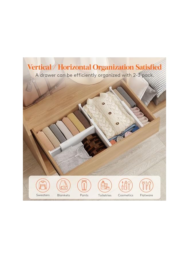 Green Tiger 5 Pack Drawer Dividers Plastic 6" High, 13.5-22" Adjustable Drawer Organizers for Clothes, Expandable Dresser Separators in Bedroom/Bathroom/Kitchen/Fridge/Office Organization and Storage - Image 4