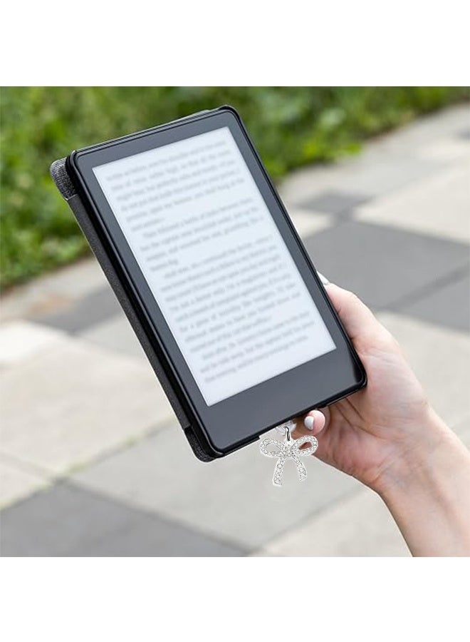 Charms for Type C, Dust Plug Charm Compatible with Type C Charging Port, Coquette Gift for Book Lover Readers Women Teachers Students, Accessories for Type C (1 Pcs Silver Bow) - Image 5